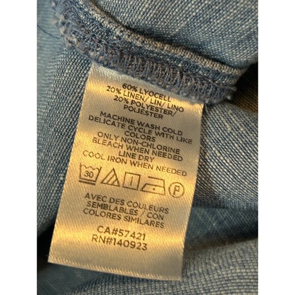 Loft Petite Blue Chambray Short Sleeve Button-Front Top SP 1738 - Picture 4 of 5